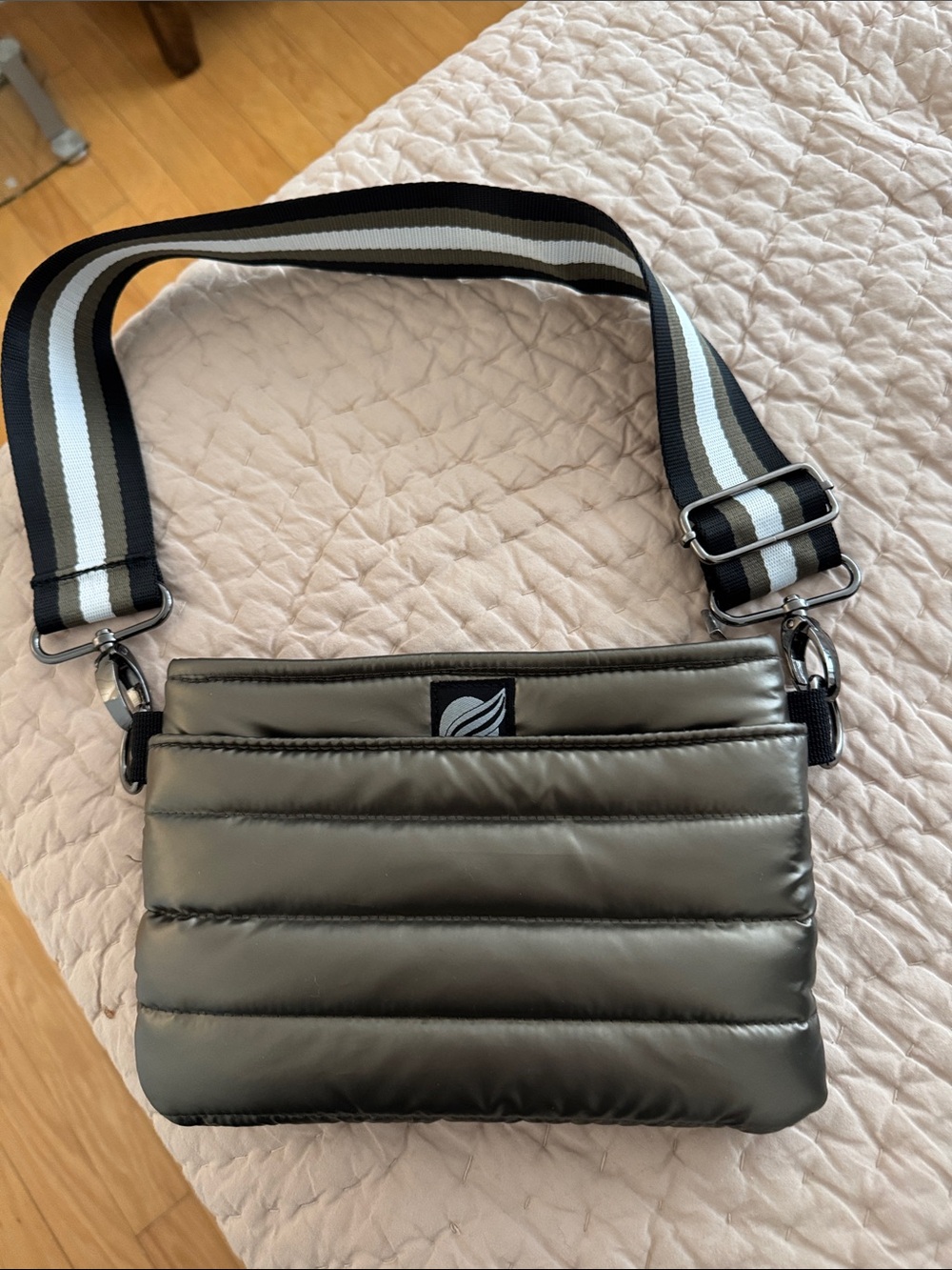 Think Rolyn Quilted metallic bronze Crossbody Bag with Single Adjustable Strap
